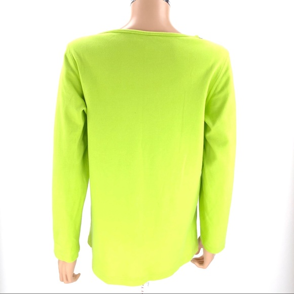 DIANE'S ESSENTIALS Top Embellished SIZE SMALL Lime Green Beaded Sequins Shirt - Picture 7 of 8